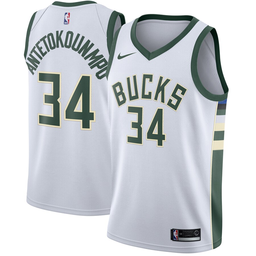 Giannis Antetokounmpo Milwaukee Bucks Swingman Basketball Jersey White - Association Edition