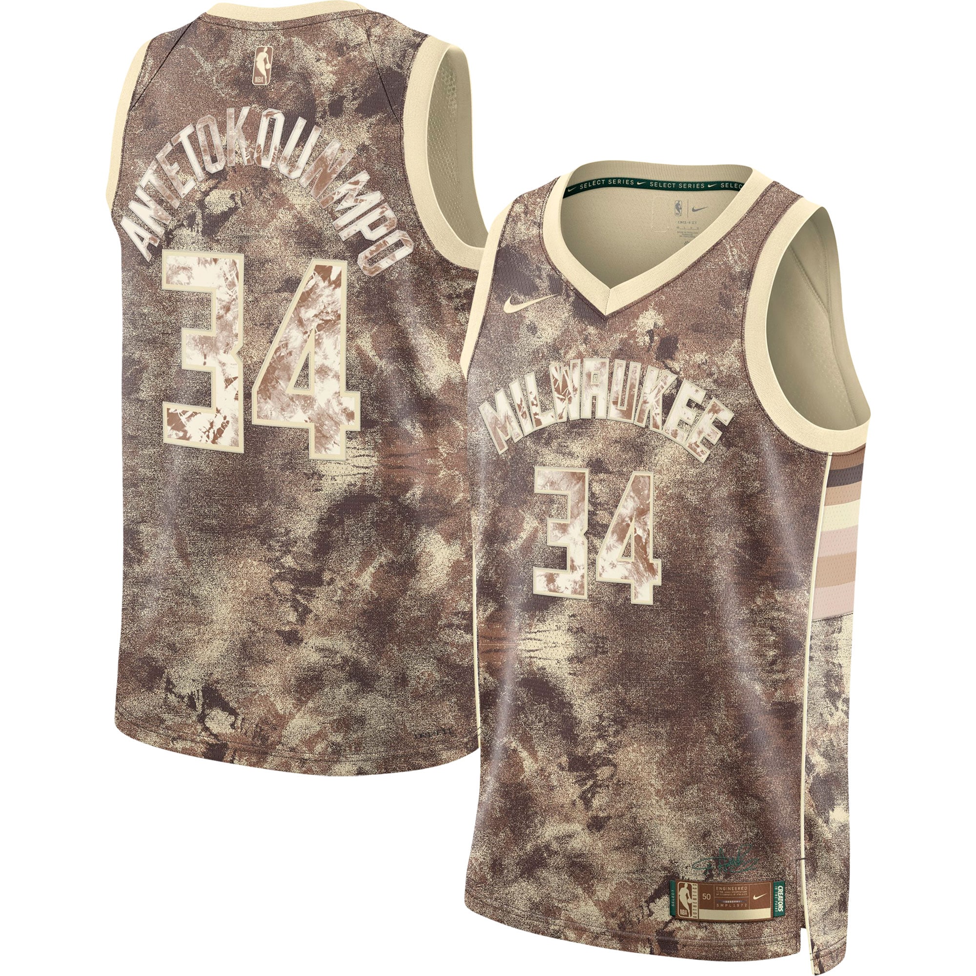 Giannis Antetokounmpo Milwaukee Bucks Unisex Select Series Swingman Basketball Jersey - Brown