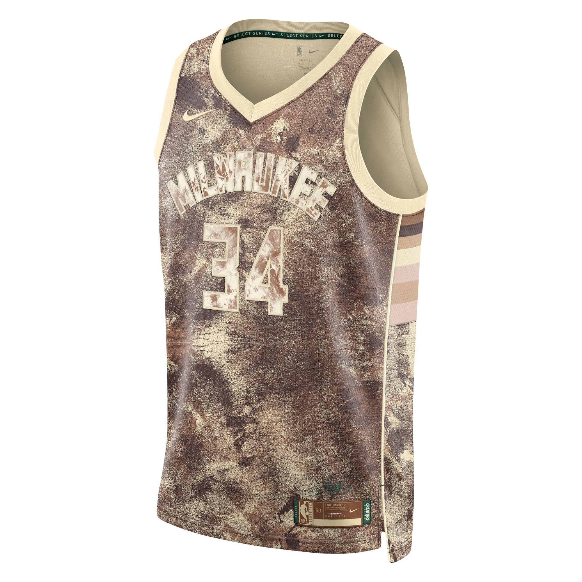 Alternative view of Giannis Antetokounmpo Milwaukee Bucks Unisex Select Series Swingman Basketball Jersey - Brown