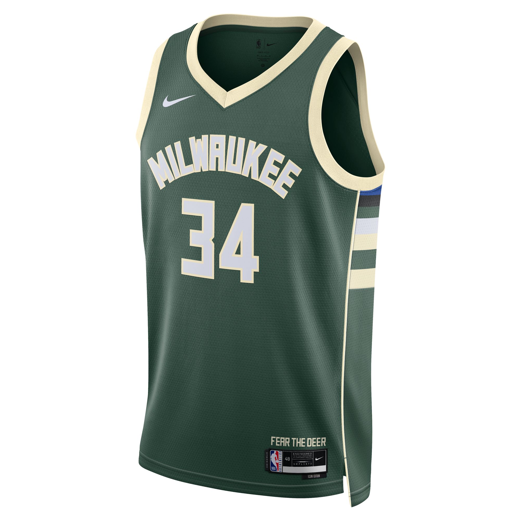 Alternative view of Giannis Antetokounmpo Milwaukee Bucks Unisex Swingman Basketball Jersey - Icon Edition - Hunter Green
