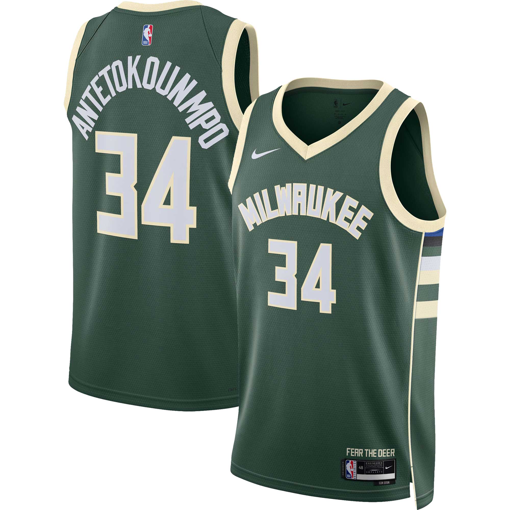 Giannis Antetokounmpo Milwaukee Bucks Unisex Swingman Basketball Jersey - Icon Edition - Hunter Green