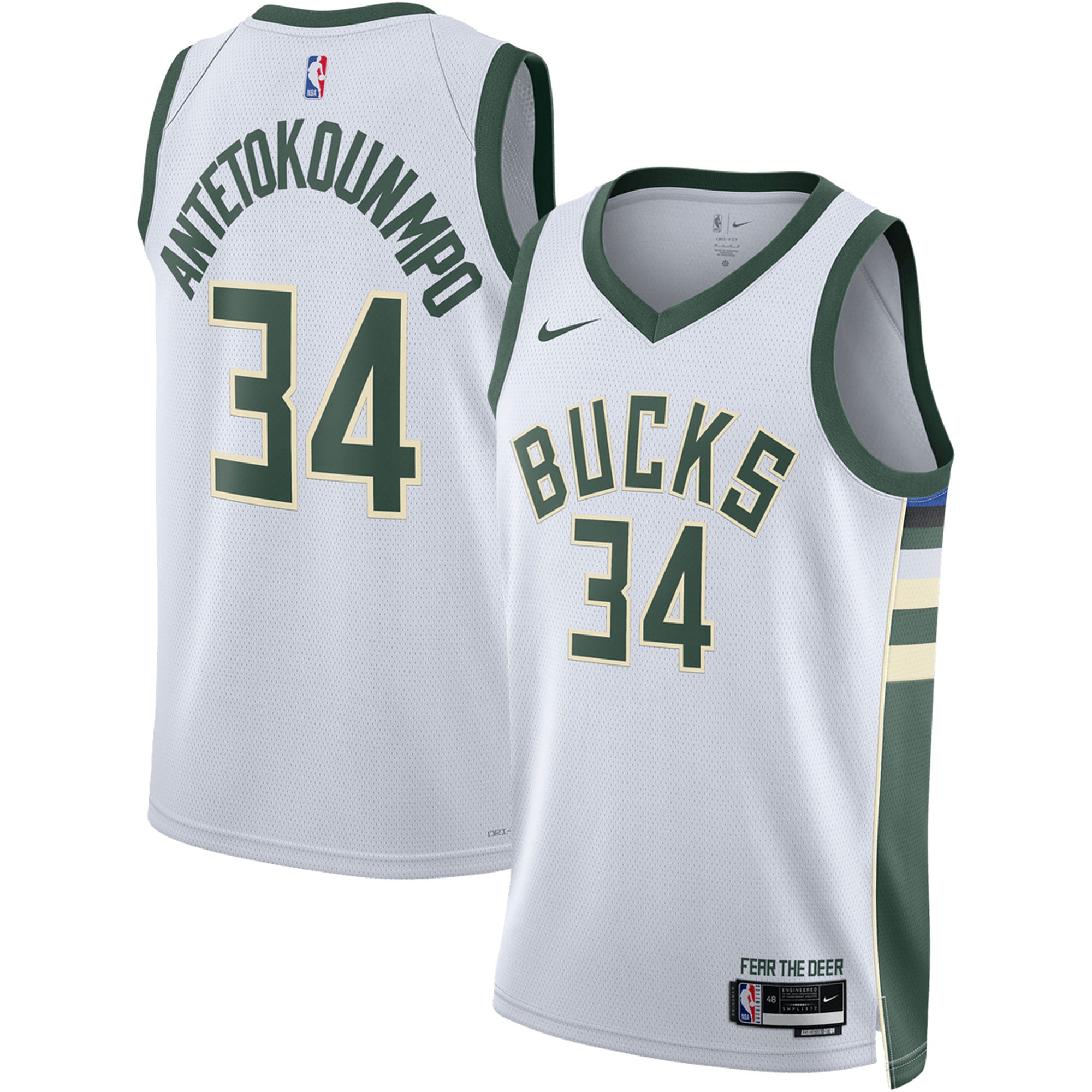Alternative view of Giannis Antetokounmpo Milwaukee Bucks Unisex Swingman Basketball Jersey – Association Edition – White