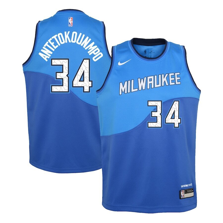 Giannis Antetokounmpo Milwaukee Bucks Youth 2020/21 Swingman Basketball Jersey Royal - City Edition