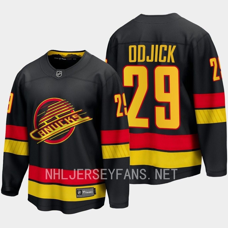 Gino Odjick 29 Vancouver Canucks 2023-24 Alternate Hockey Jersey Flying Skate Black - JS224 
