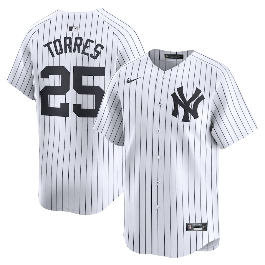 Gleyber Torres 25 New York Yankees Home Limited Player Men Baseball Jersey - White 