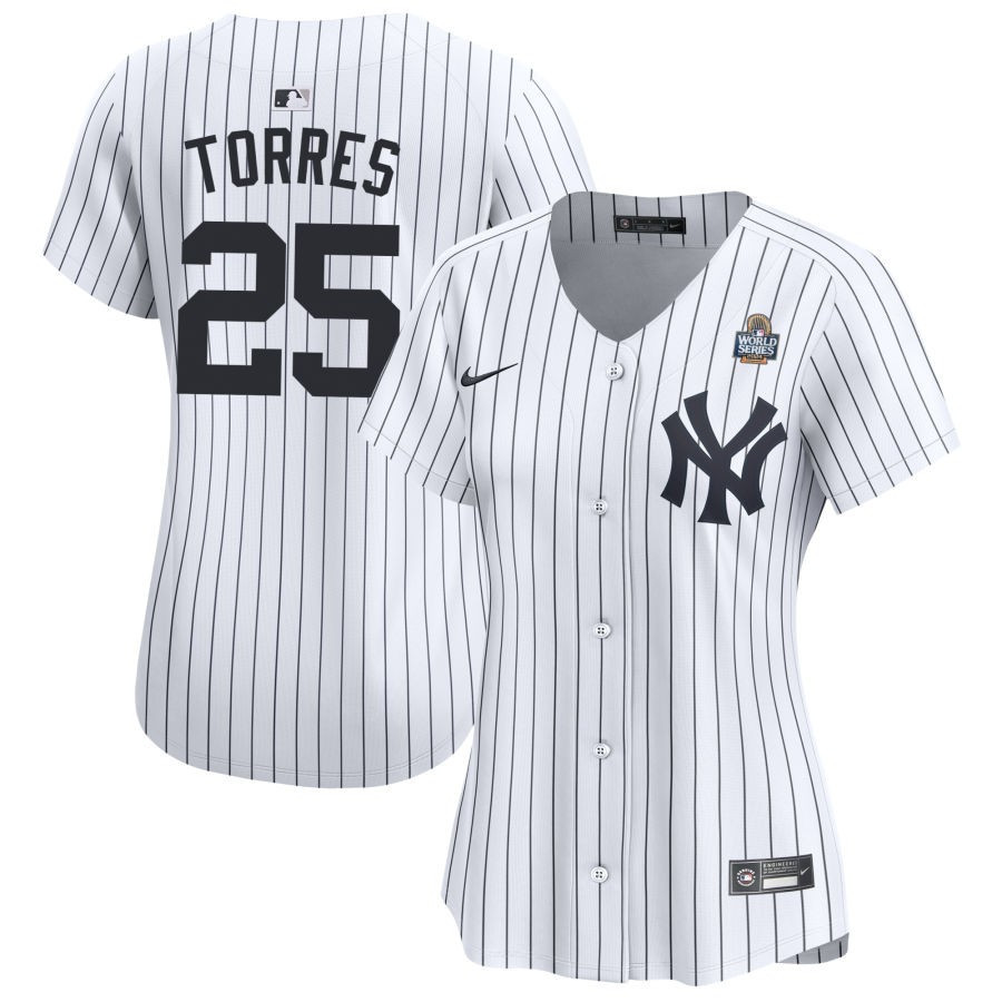 Gleyber Torres 25 New York Yankees Women's 2024 World Series Home Limited Baseball Jersey - White 