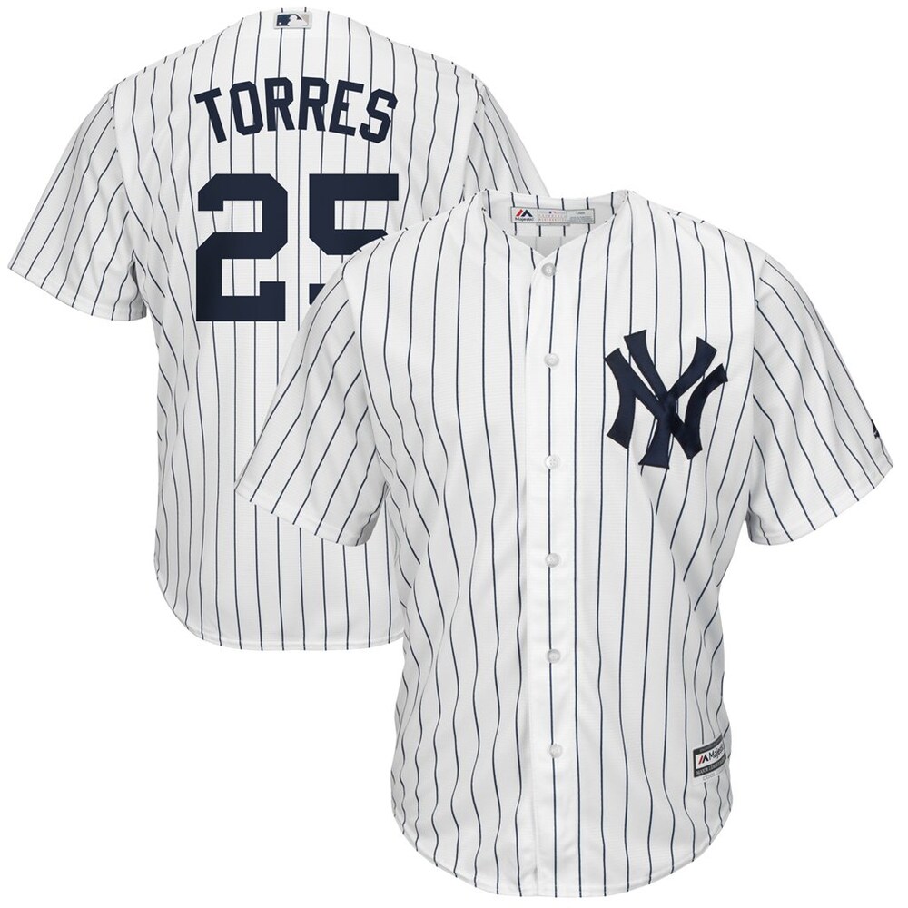 Gleyber Torres New York Yankees Majestic Home Big & Tall Cool Base Player Baseball Jersey - White/navy