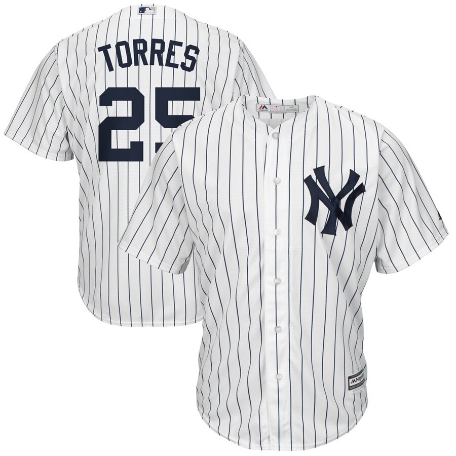 Gleyber Torres New York Yankees Majestic Home Big And Tall Cool Base Player Baseball Jersey - White Navy