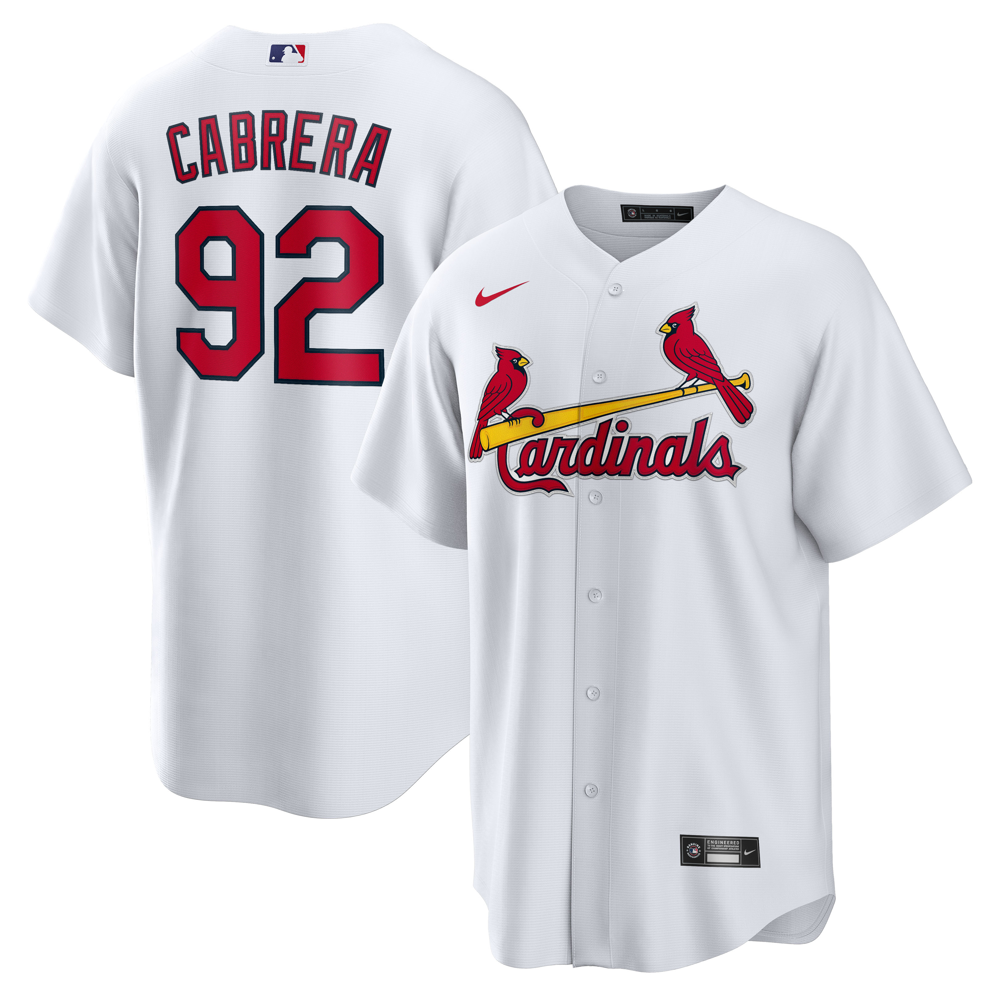 Alternative view of GÃƒÆ’Ã‚Â©nesis Cabrera St. Louis Cardinals Home Replica Player Baseball Jersey - White