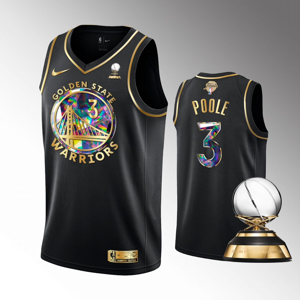 Golden State Warriors 2022 Western Conference Champions Jordan Poole Black Diamond Edition Basketball Jersey