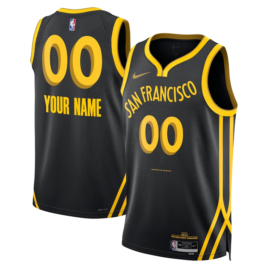 Golden State Warriors 2023/24 City Edition Swingman Custom Basketball Jersey - Black - JS754 