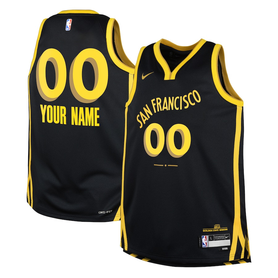 Golden State Warriors 2023/24 City Edition Swingman Custom YOUTH Basketball Jersey - Black - JS817 