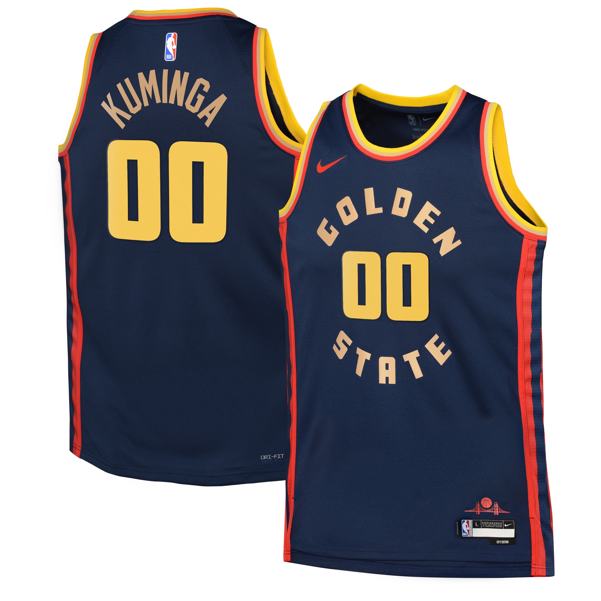 Golden State Warriors City Edition Swingman Basketball Jersey 2024 - Navy - Jonathan Kuminga - Youth - JS552 