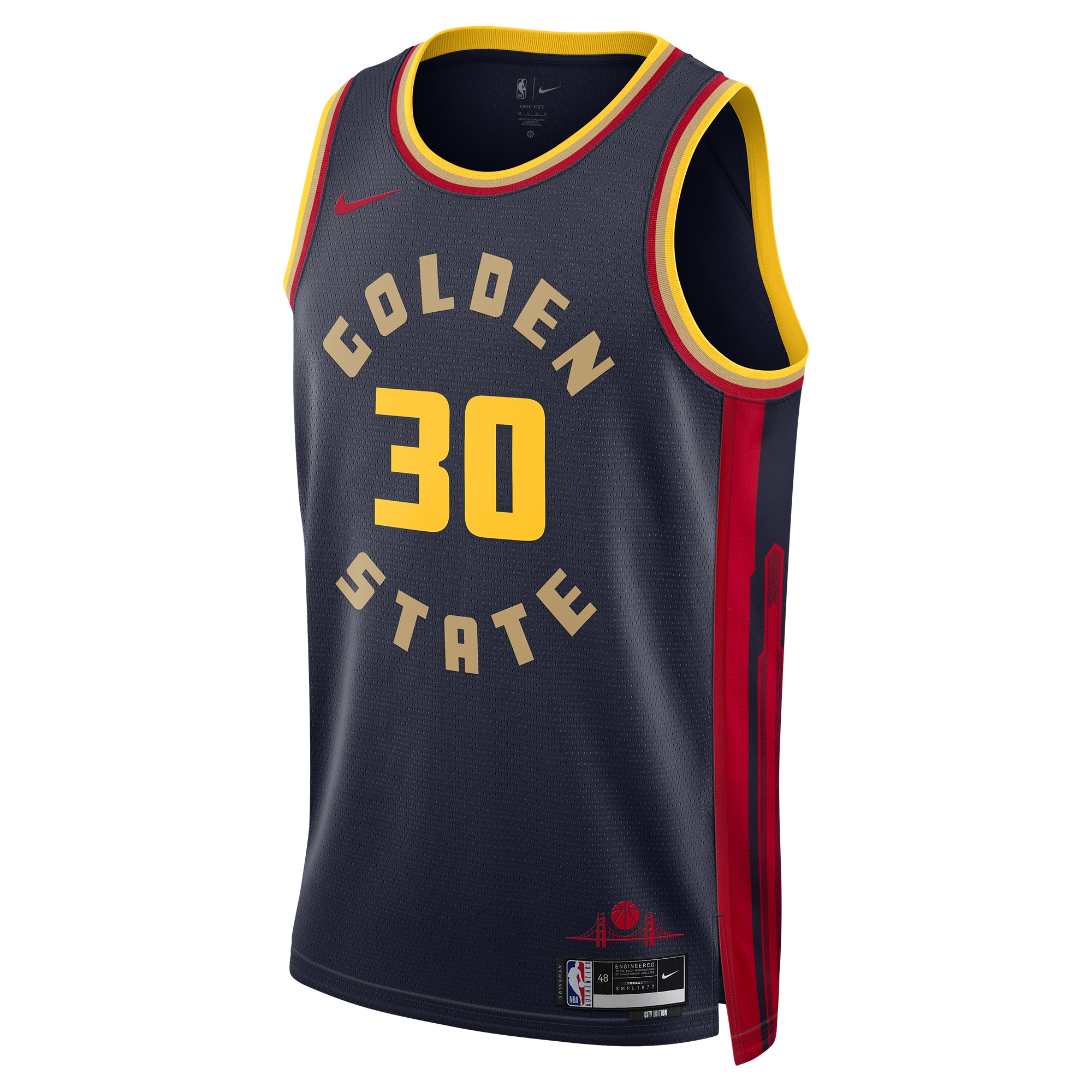 Alternative view of Golden State Warriors City Edition Swingman Basketball Jersey -Stephen Curry - Mens - JS535 