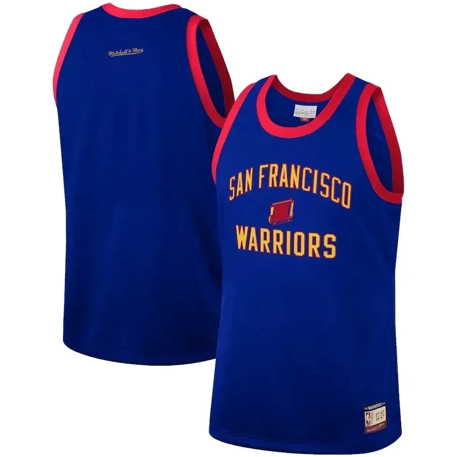 Golden State Warriors Mitchell & Ness Hardwood Classics Team Heritage Fashion Basketball Jersey - Royal - JS832 
