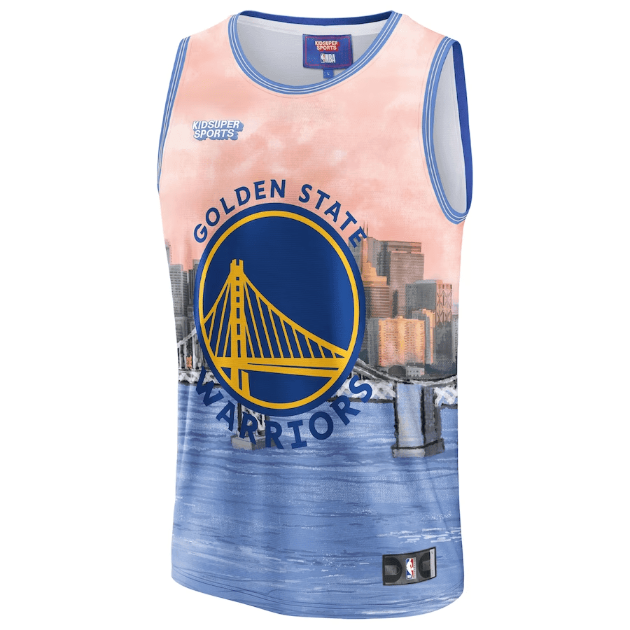 Alternative view of Golden State Warriors NBA & KidSuper Studios Unisex Hometown Basketball Jersey - Blue - JS734 