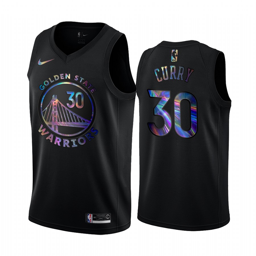 Golden State Warriors Stephen Curry #30 Basketball Jersey Iridescent Black 2021 Hwc Limited
