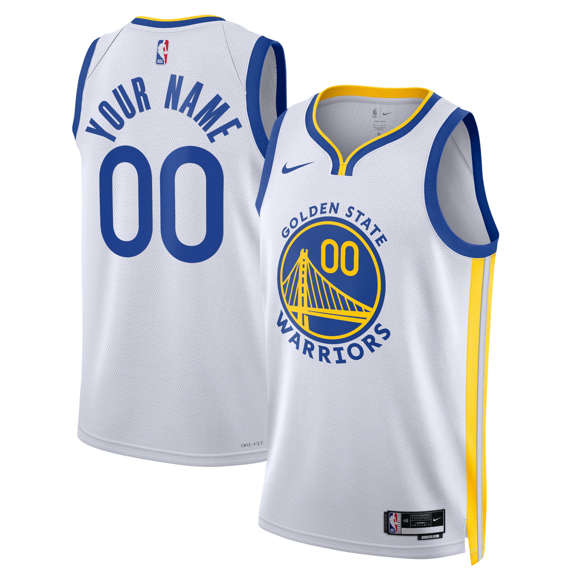 Golden State Warriors Unisex Swingman Custom Basketball Jersey White - Association Edition