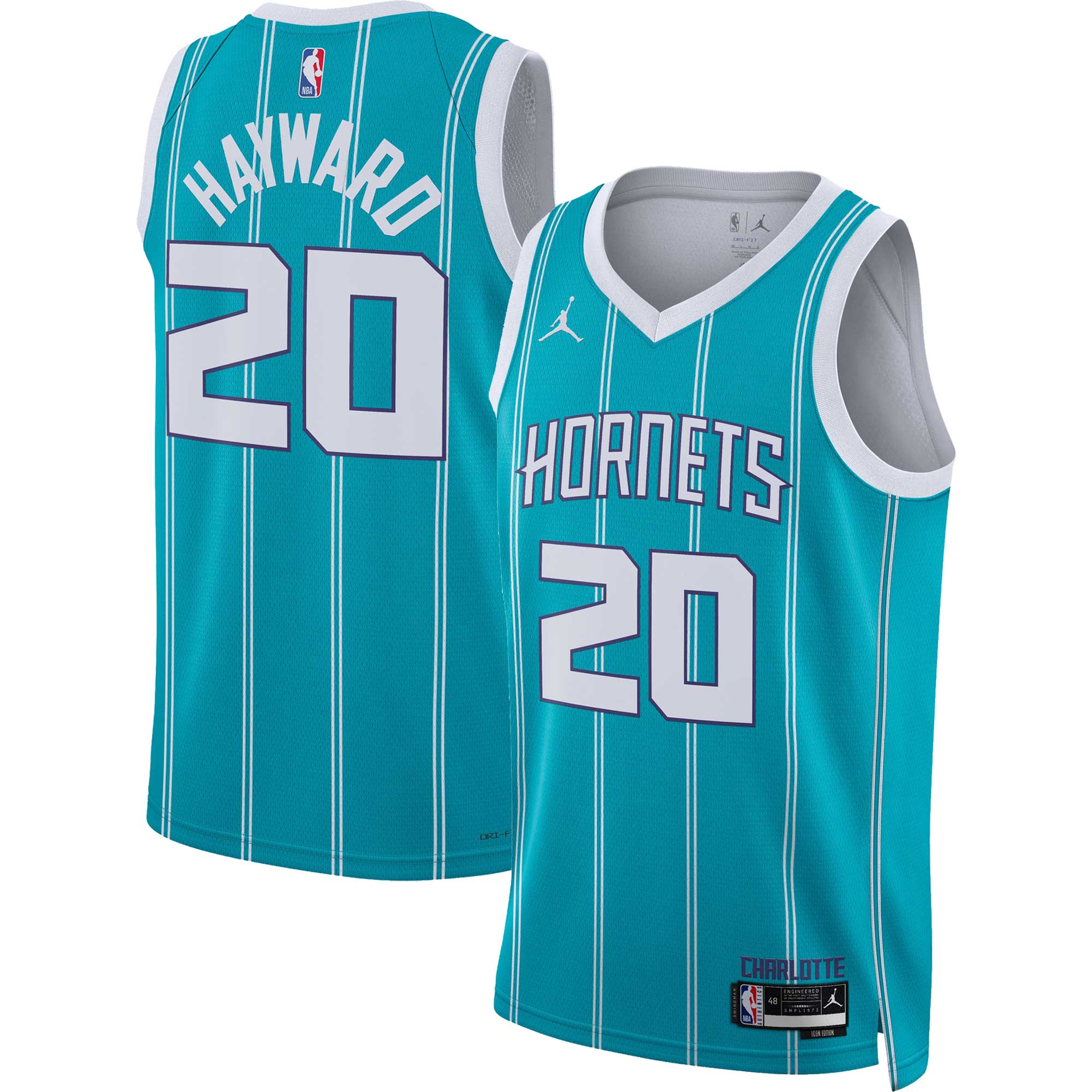 Alternative view of Gordon Hayward Charlotte Hornets Jordan Brand Unisex Swingman Basketball Jersey – Icon Edition – Teal