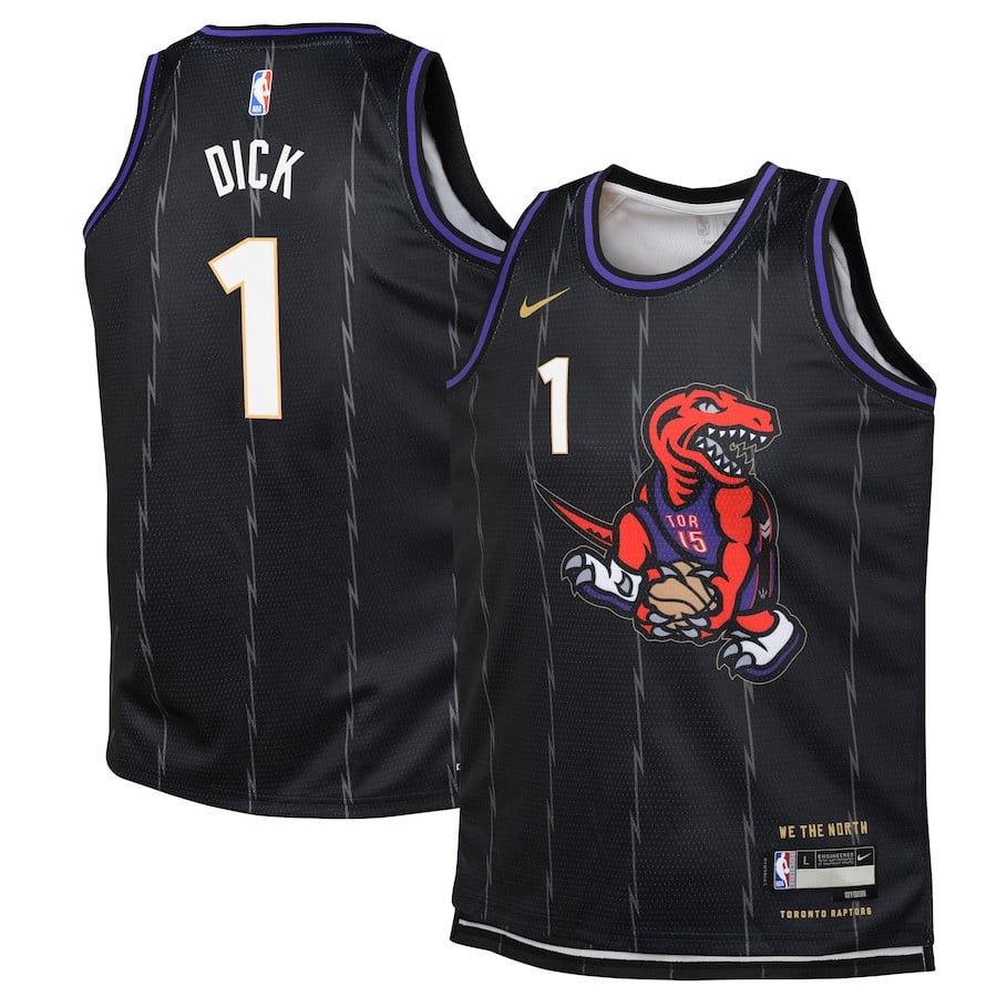 Grady Dick 1 Toronto Raptors 2024/25 Swingman Player YOUTH Basketball Jersey - City Edition - Black - JS553 