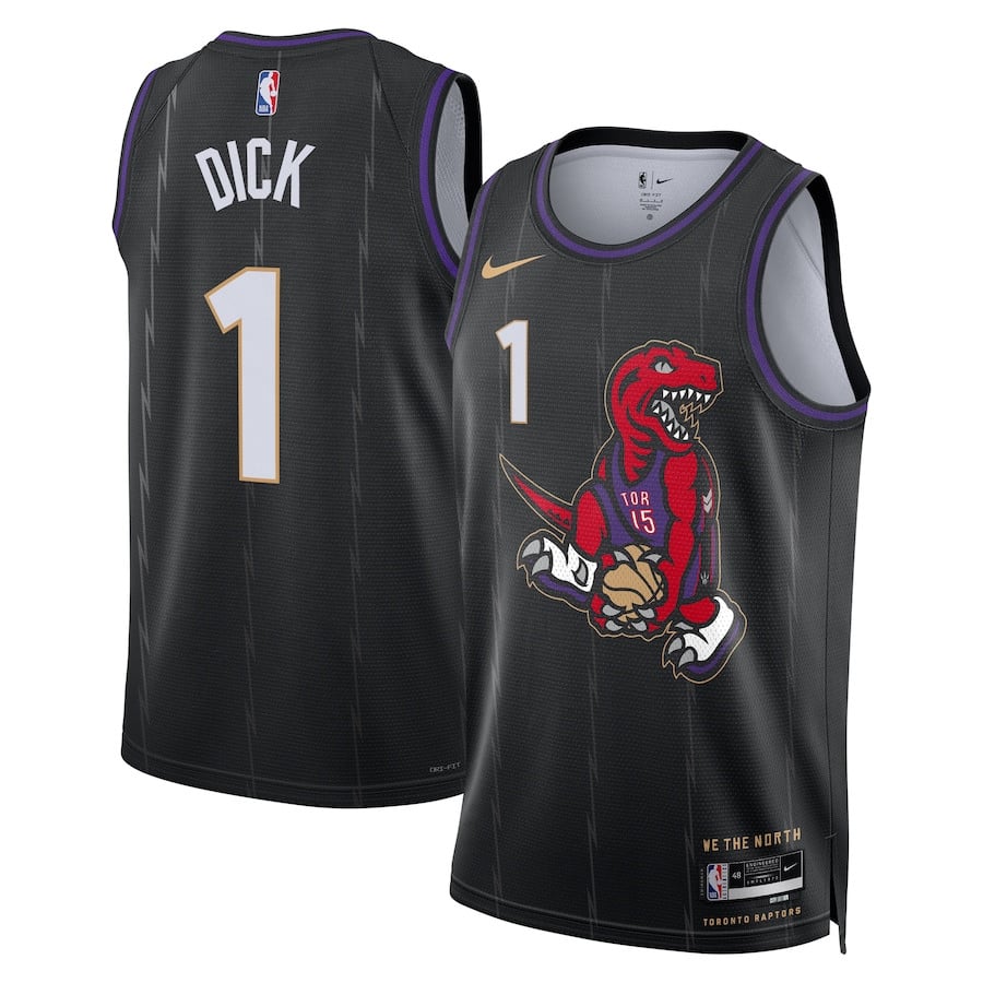 Grady Dick 1 Toronto Raptors Unisex 2024/25 Swingman Player Basketball Jersey - City Edition - Black - JS583 