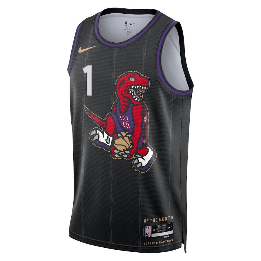 Alternative view of Grady Dick 1 Toronto Raptors Unisex 2024/25 Swingman Player Basketball Jersey - City Edition - Black - JS583 