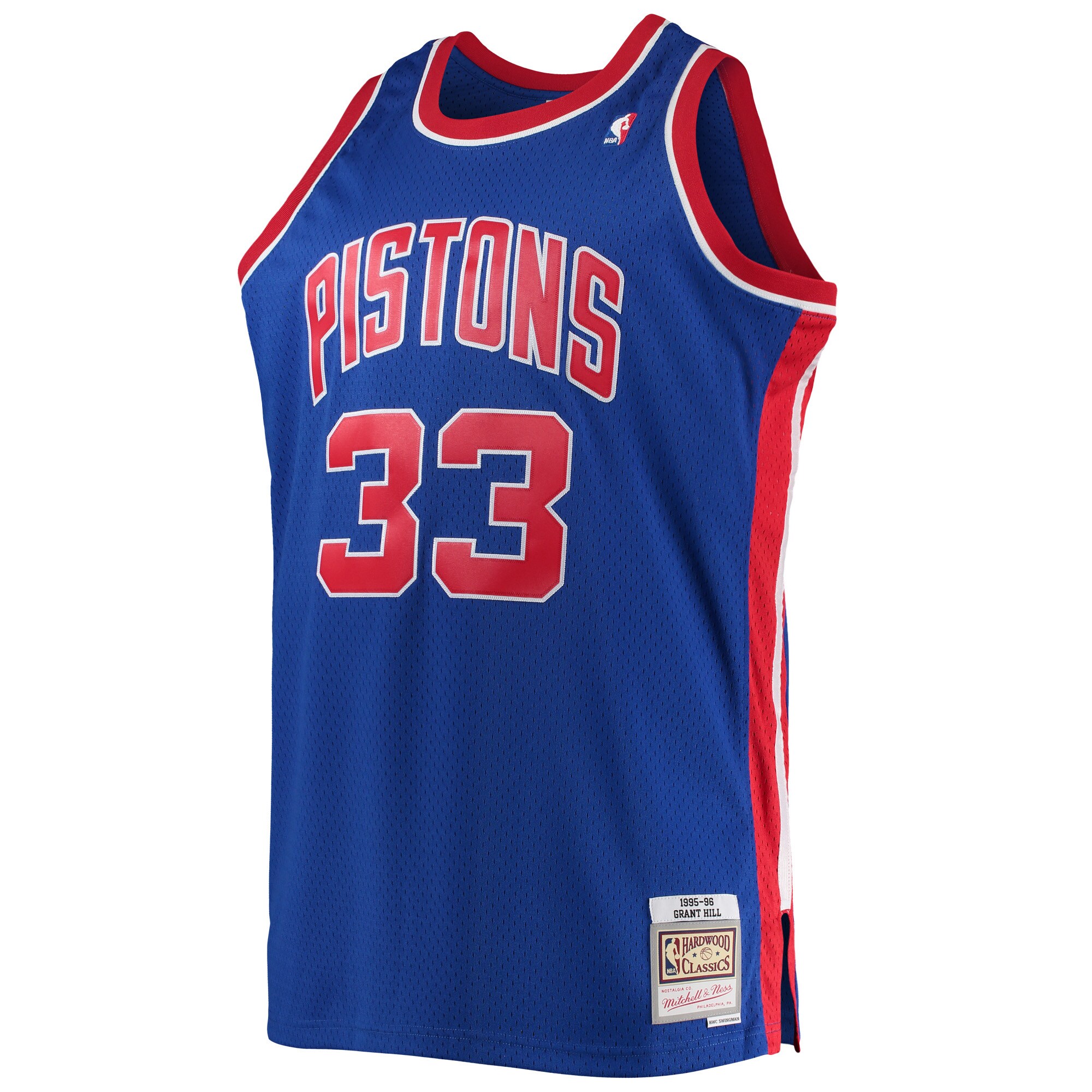 Alternative view of Grant Hill Detroit Pistons Mitchell & Ness 1995/96 Big & Tall Hardwood Classics Swingman Basketball Jersey - Blue