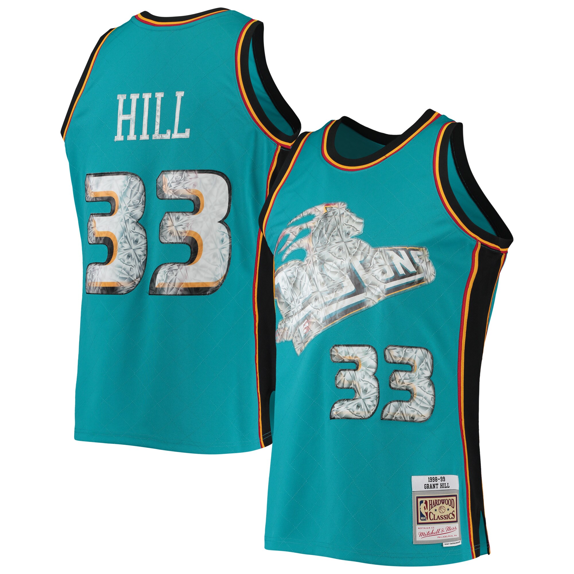 Grant Hill Detroit Pistons Mitchell & Ness 1998/99 Hardwood Classics Nba 75th Anniversary Diamond Swingman Basketball Jersey - Teal
