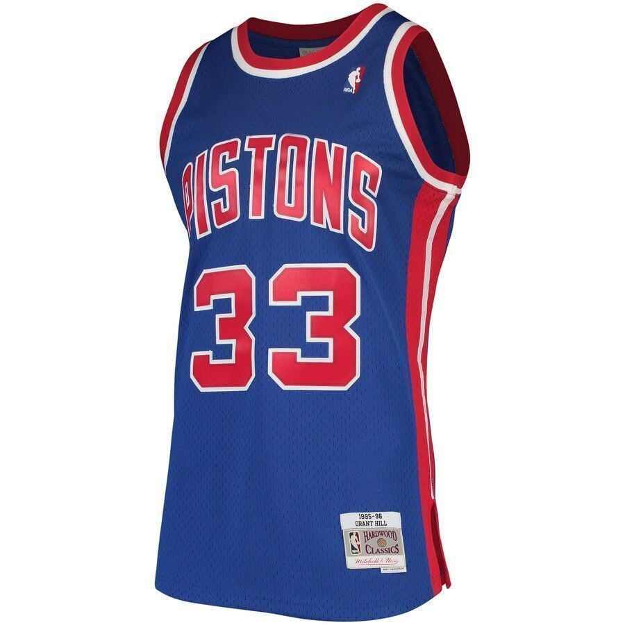 Alternative view of Grant Hill Detroit Pistons Mitchell & Ness 1995-96 Hardwood Classics Swingman Basketball Jersey - Blue - JS623 