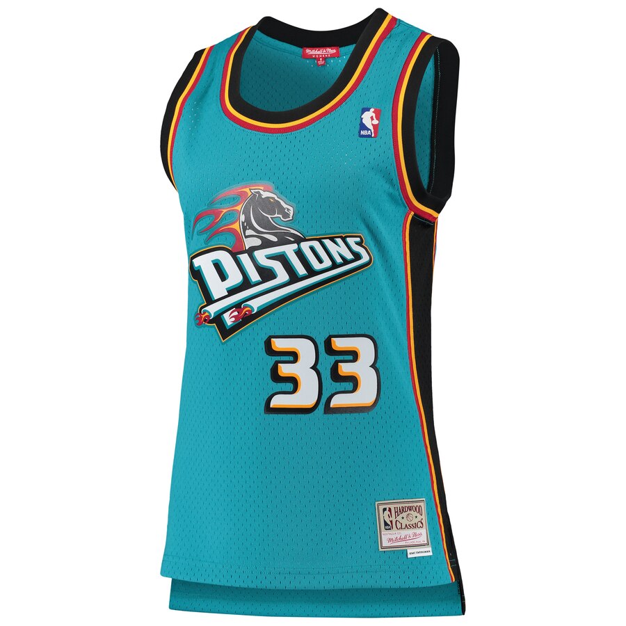 Alternative view of Grant Hill Detroit Pistons Mitchell & Ness Women's 1998-99 Hardwood Classics Swingman Basketball Jersey - Teal