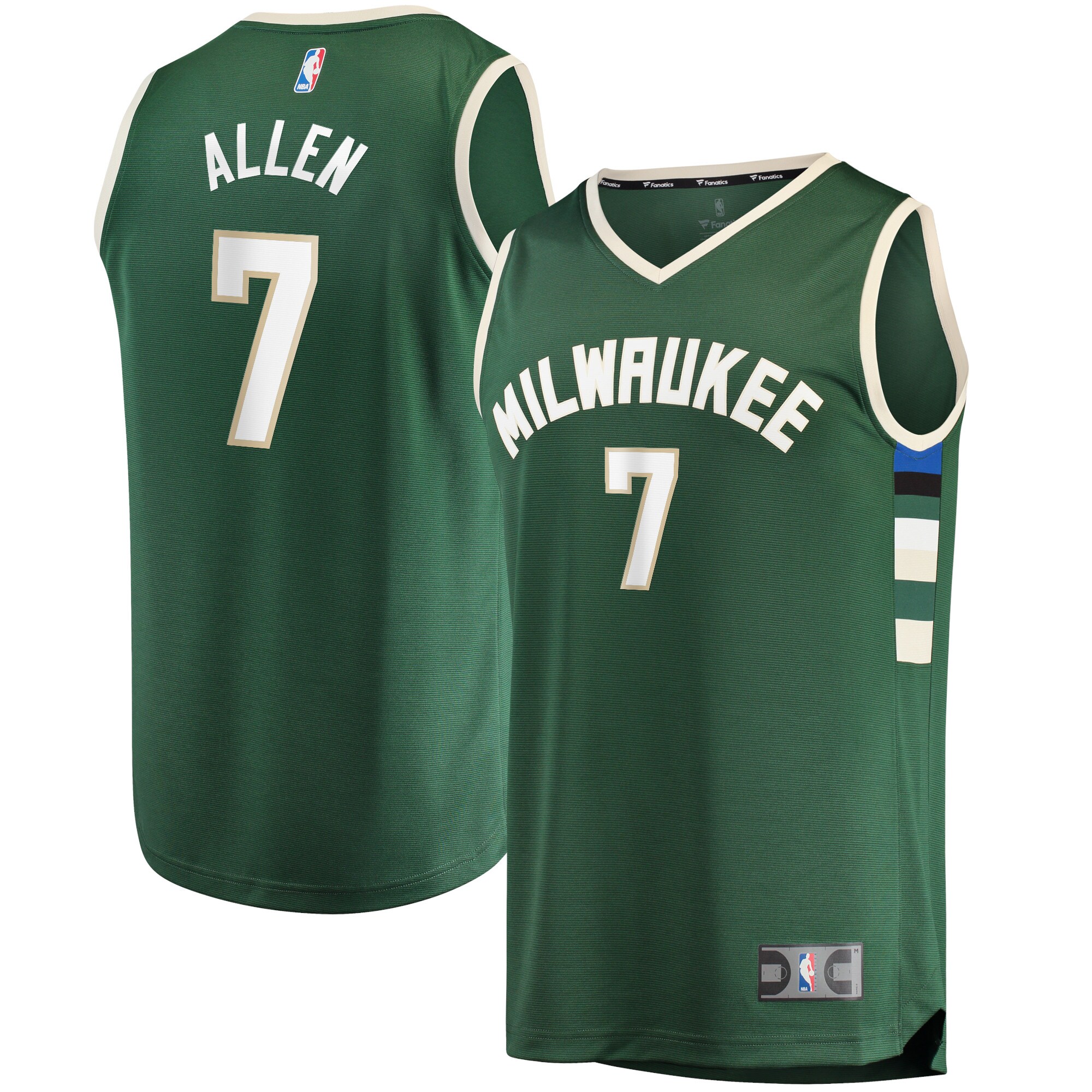 Alternative view of Grayson Allen Milwaukee Bucks Fanatics Branded 2021/22 Fast Break Replica Basketball Jersey - Icon Edition - Hunter Green