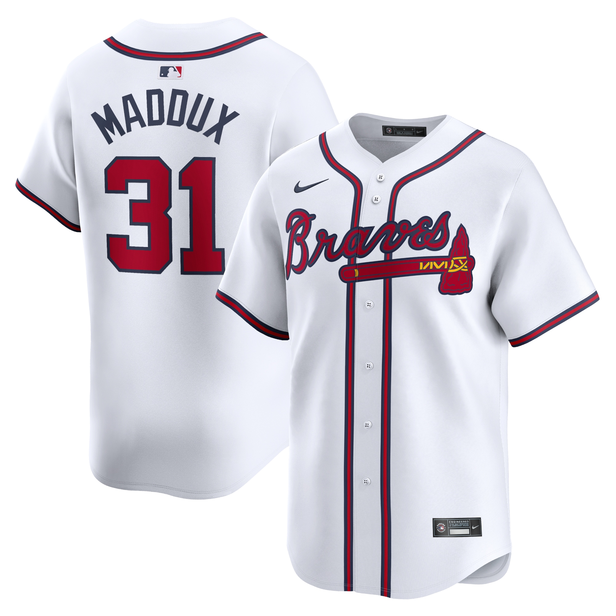 Greg Maddux Atlanta Braves Home Limited Player Baseball Jersey - White