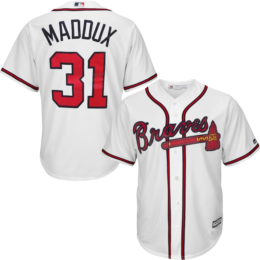 Greg Maddux Atlanta Braves Majestic Cool Base Player Baseball Jersey - White