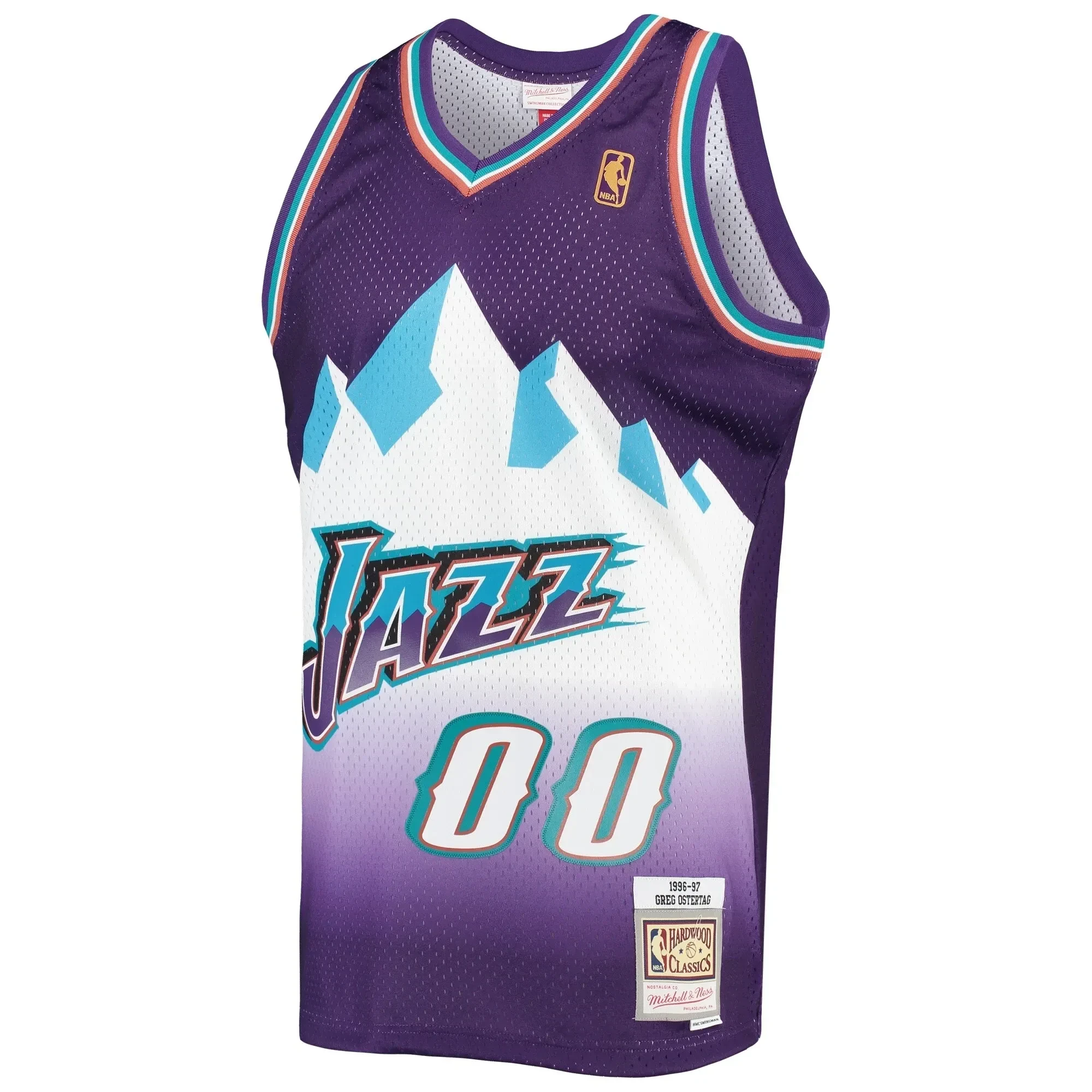 Alternative view of Greg Ostertag Utah Jazz Mitchell & Ness 1996-1997 Hardwood Classics Swingman Basketball Jersey - Purple - JS884 