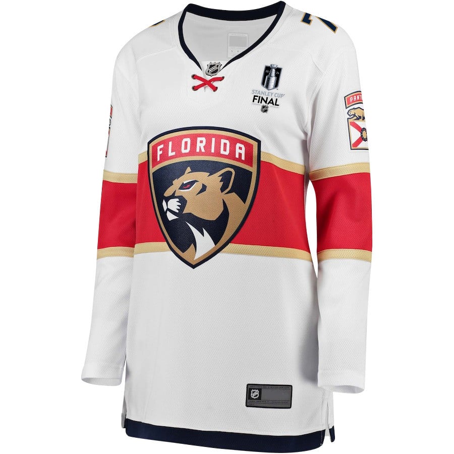 Alternative view of Gustav Forsling 42 Florida Panthers 2024 STANLEY CUP Final Women's Away Breakaway Hockey Jersey - White - JS542 