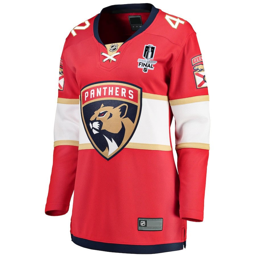 Alternative view of Gustav Forsling 42 Florida Panthers 2024 STANLEY CUP Final Women's Home Breakaway Hockey Jersey - Red - JS262 