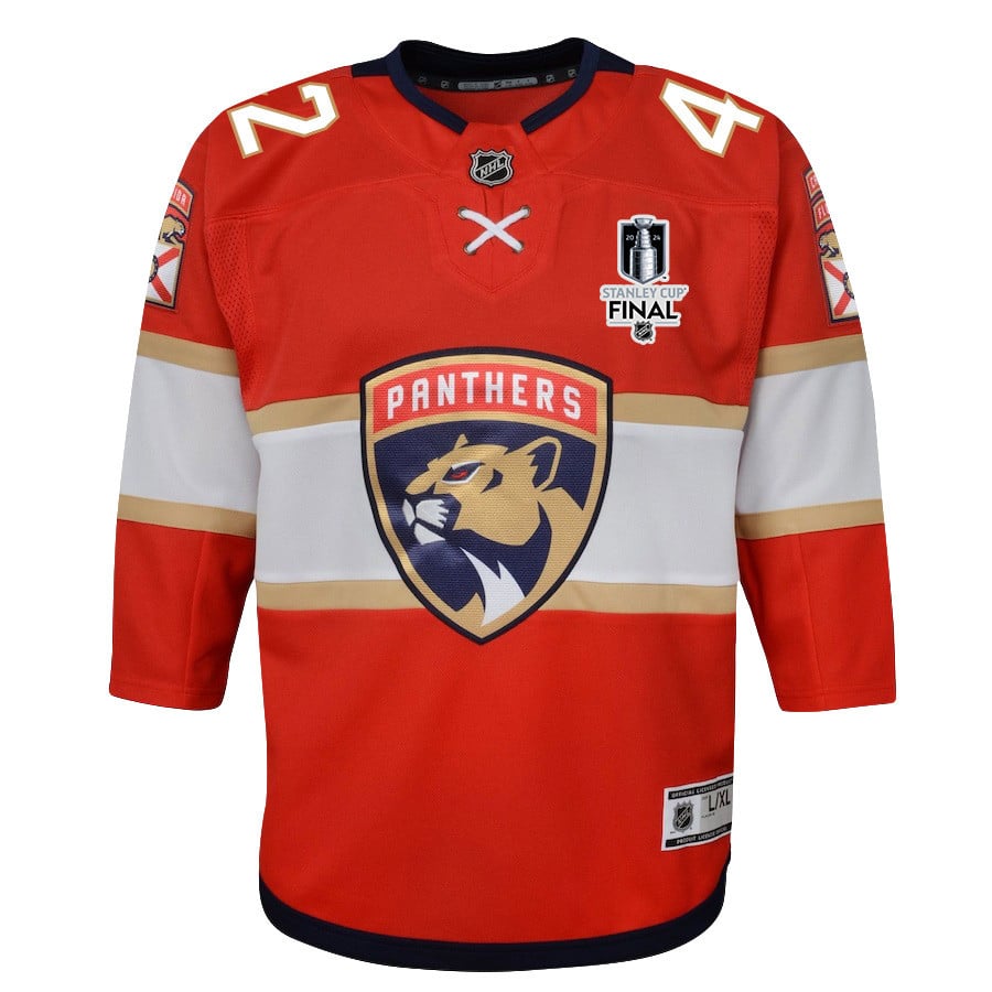 Alternative view of Gustav Forsling 42 Florida Panthers 2024 STANLEY CUP Final Youth Home Breakaway Hockey Jersey - Red - JS476 
