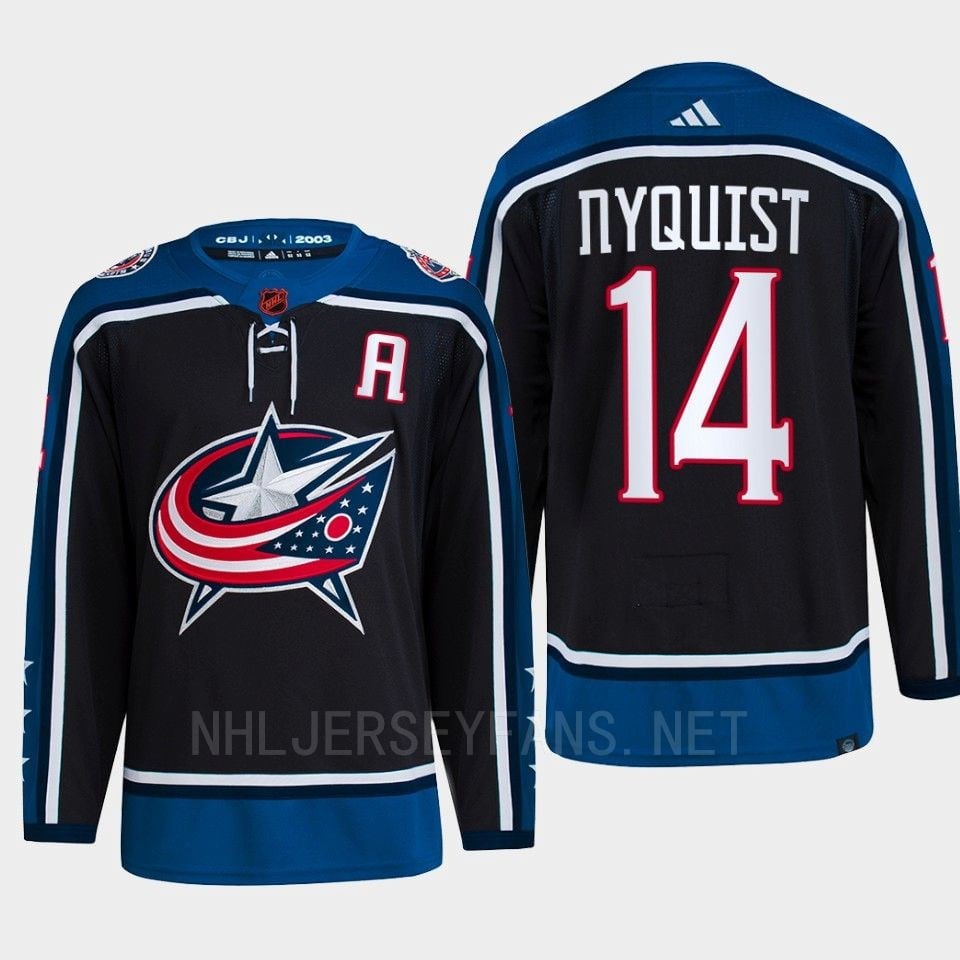 Gustav Nyquist 14 Reverse Retro 2.0 2022 Columbus Blue Jackets Navy Hockey Jersey Primegreen - JS269 