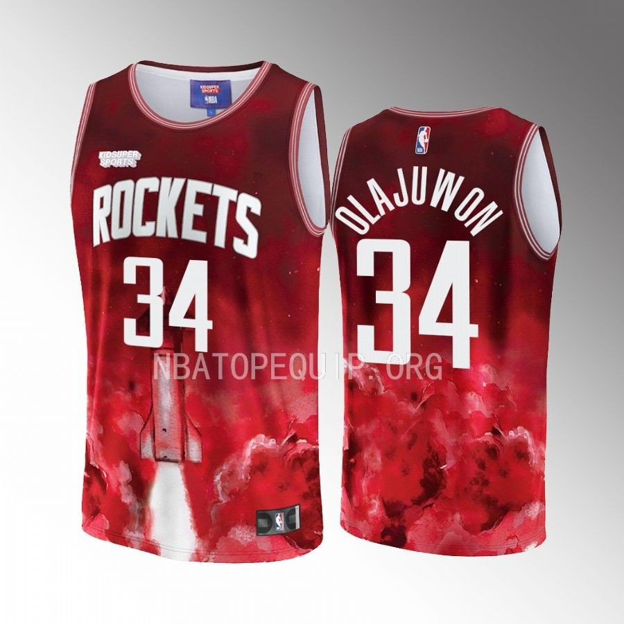 Hakeem Olajuwon 34 Houston Rockets NBA & KidSuper Studios Unisex Hometown Basketball Jersey - JS870 