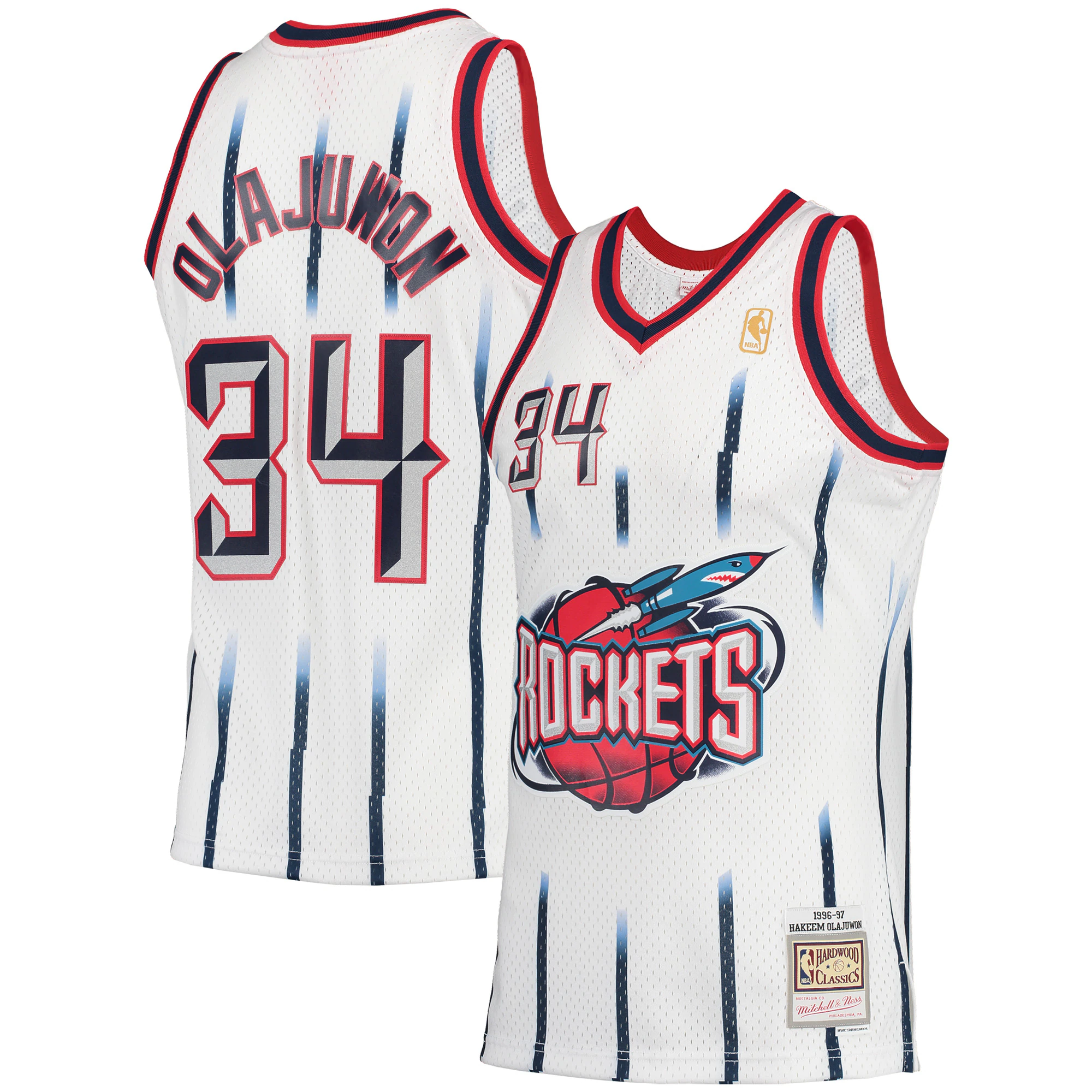 Hakeem Olajuwon Houston Rockets Mitchell & Ness 1996-97 Hardwood Classics Swingman Basketball Jersey - White