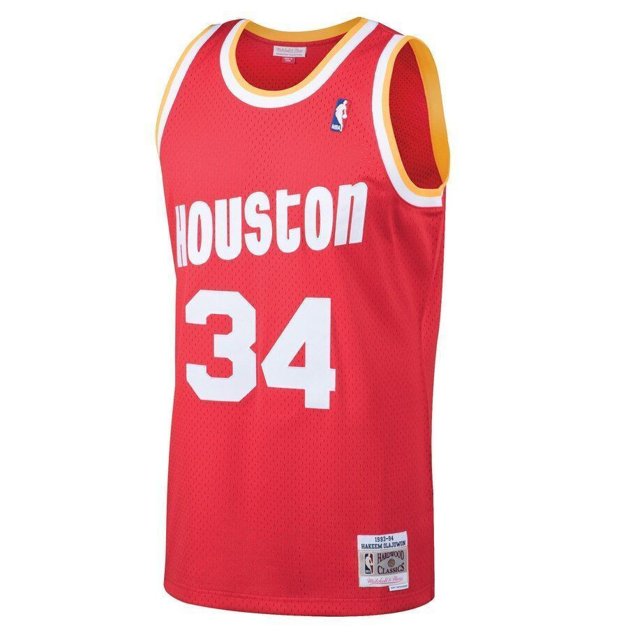 Alternative view of Hakeem Olajuwon Houston Rockets Mitchell & Ness 1993-94 Hardwood Classics Swingman Basketball Jersey - Red - JS529 
