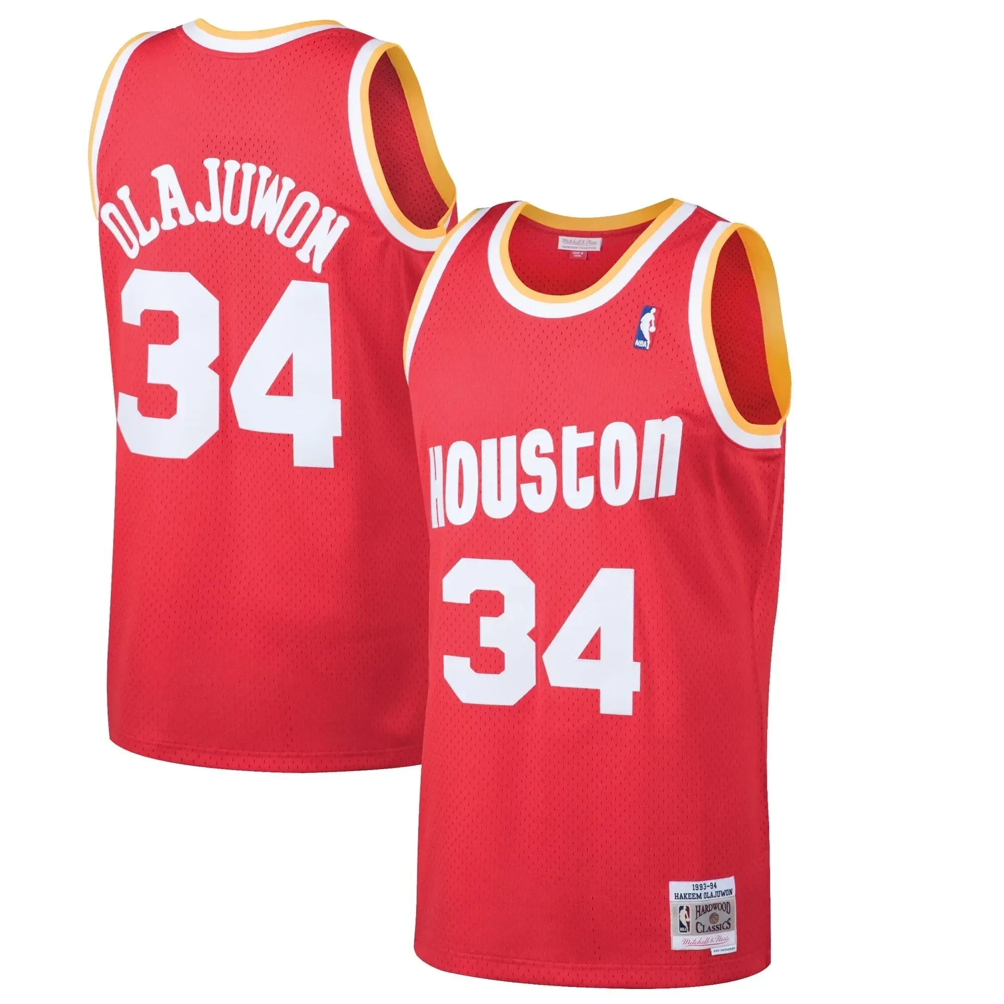 Hakeem Olajuwon Houston Rockets Mitchell & Ness 1993-94 Hardwood Classics Swingman Basketball Jersey - Red - JS820 