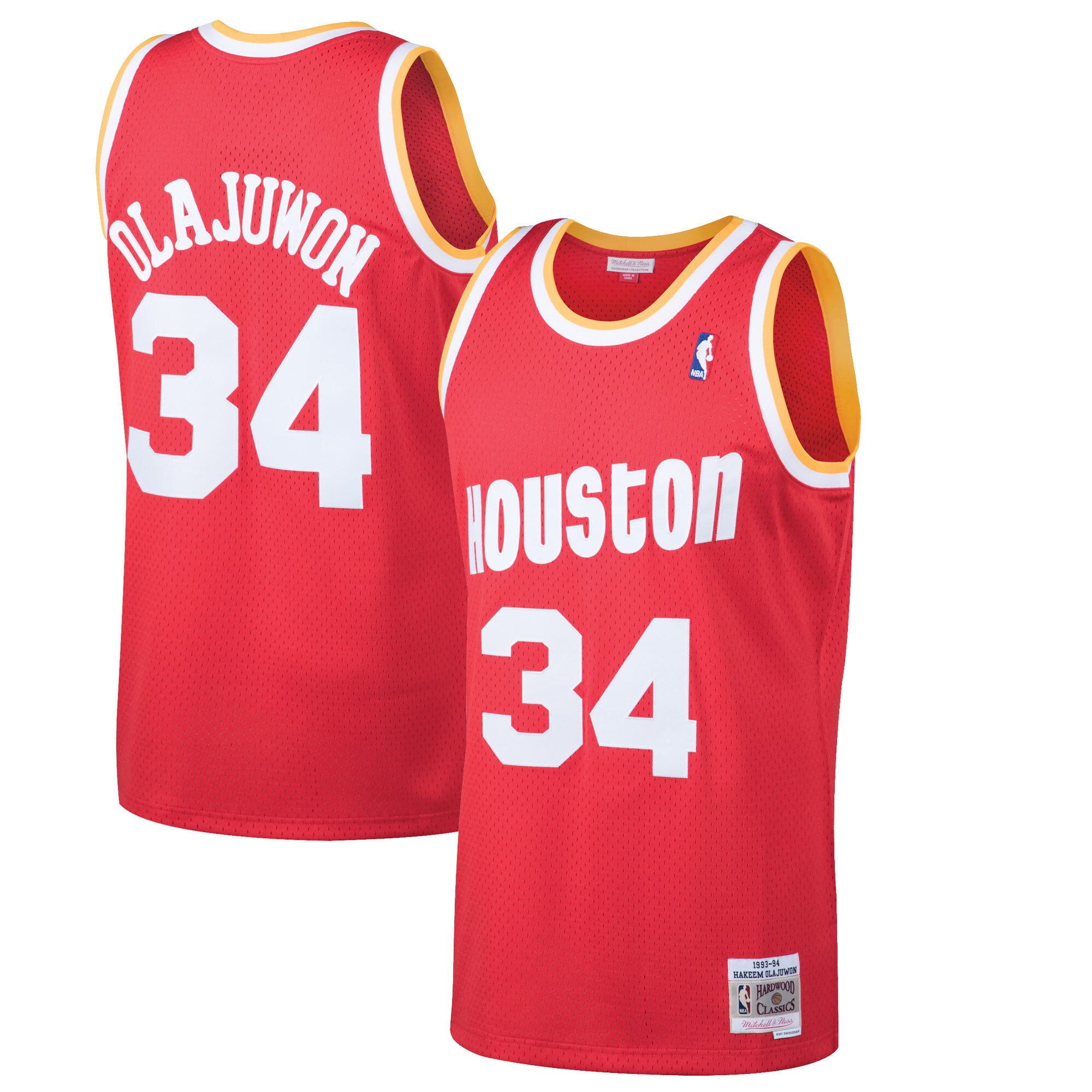 Alternative view of Hakeem Olajuwon Houston Rockets Mitchell & Ness 1993-94 Hardwood Classics Swingman Basketball Jersey – Red