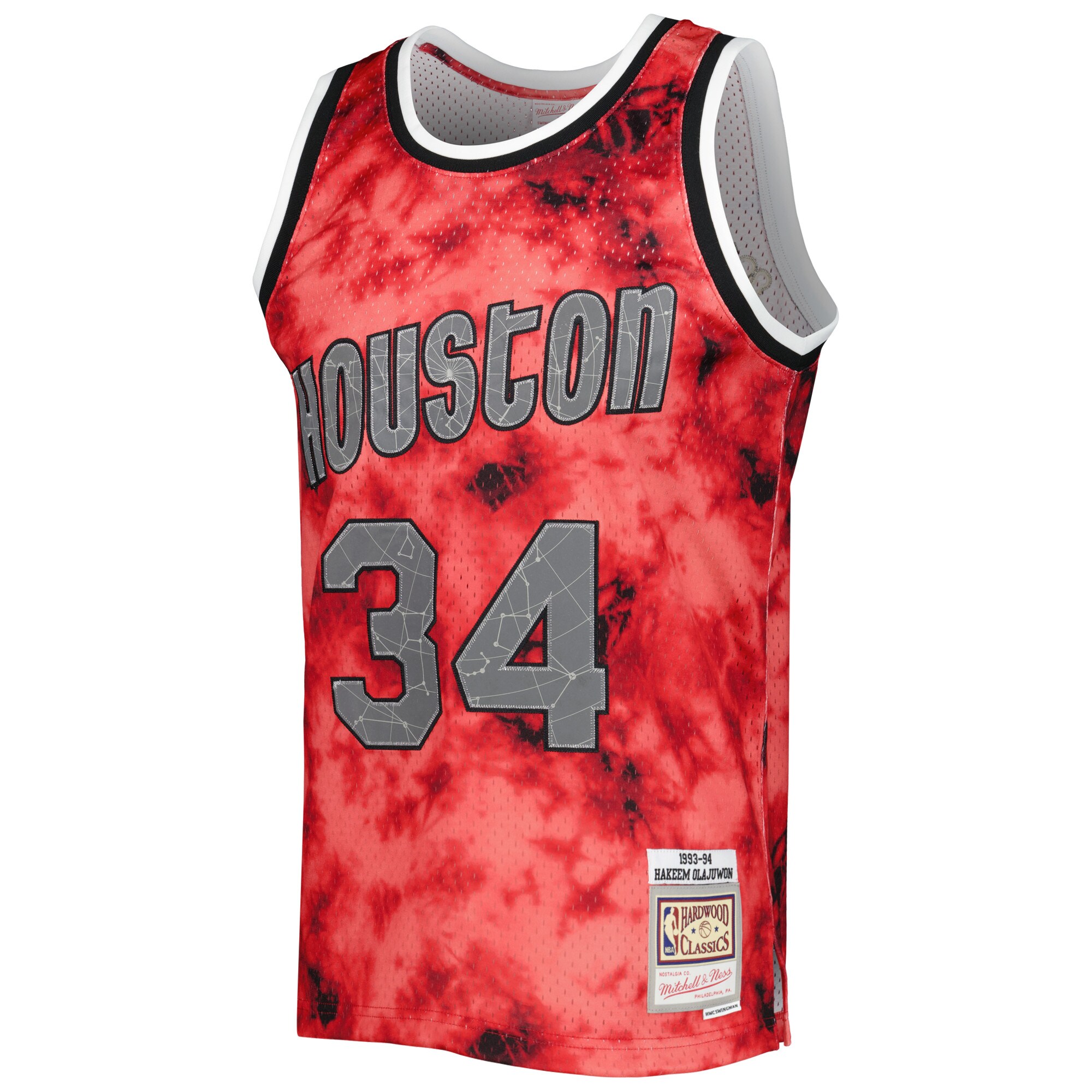 Alternative view of Hakeem Olajuwon Houston Rockets Mitchell & Ness 1993/94 Galaxy Swingman Basketball Jersey - Red