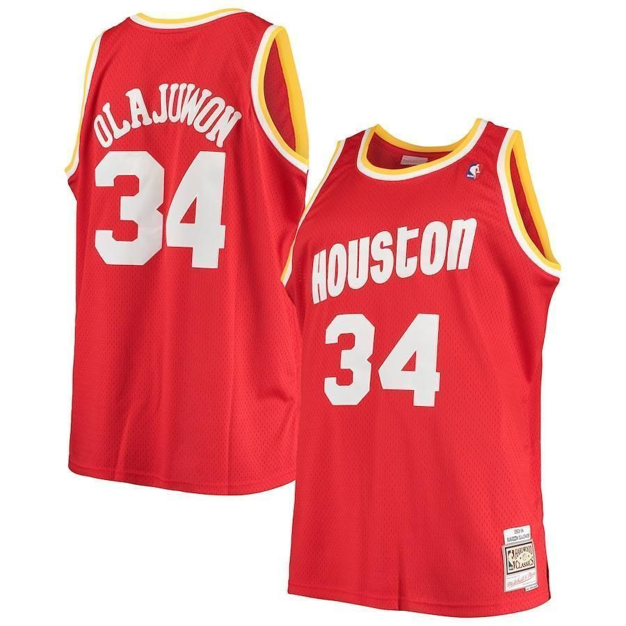 Hakeem Olajuwon Houston Rockets Mitchell & Ness Big & Tall Hardwood Classics Basketball Jersey - Red - JS803 