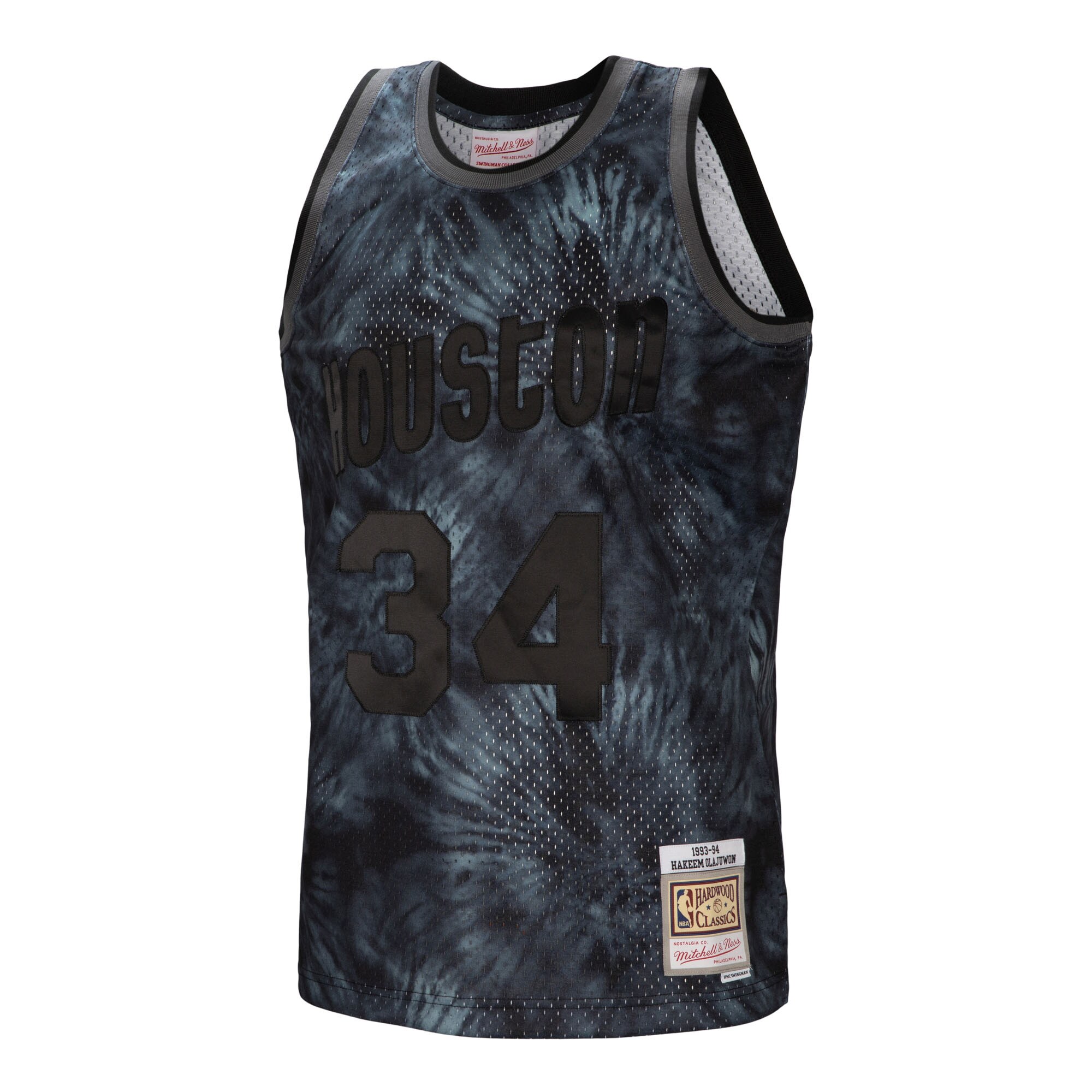 Alternative view of Hakeem Olajuwon Houston Rockets Mitchell & Ness Hardwood Classics 1993/94 Tie-dye Swingman Basketball Jersey - Black