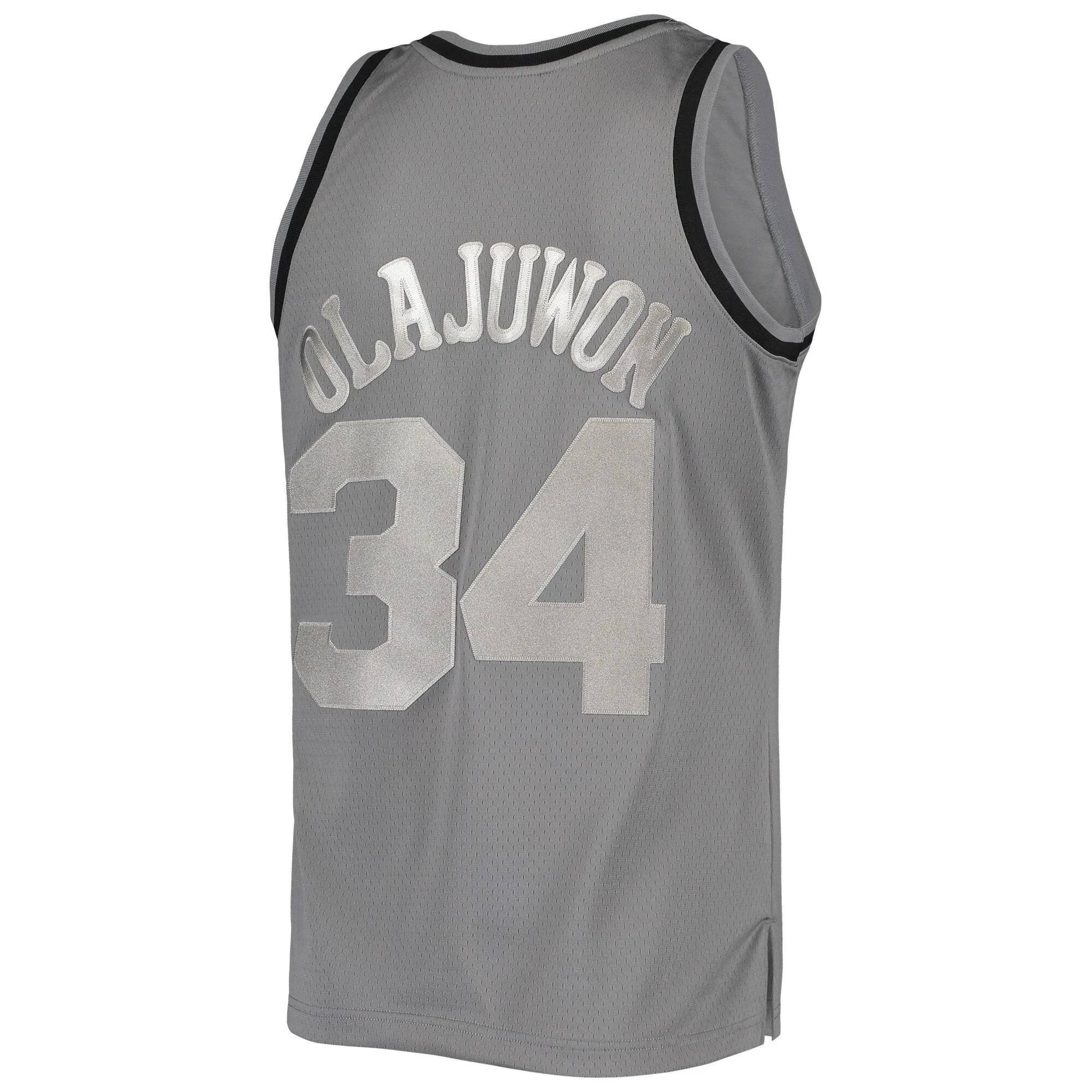 Alternative view of Hakeem Olajuwon Houston Rockets Mitchell & Ness Hardwood Classics Retired Player 1993/94 Metal Works Swingman Basketball Jersey – Charcoal - JS847 