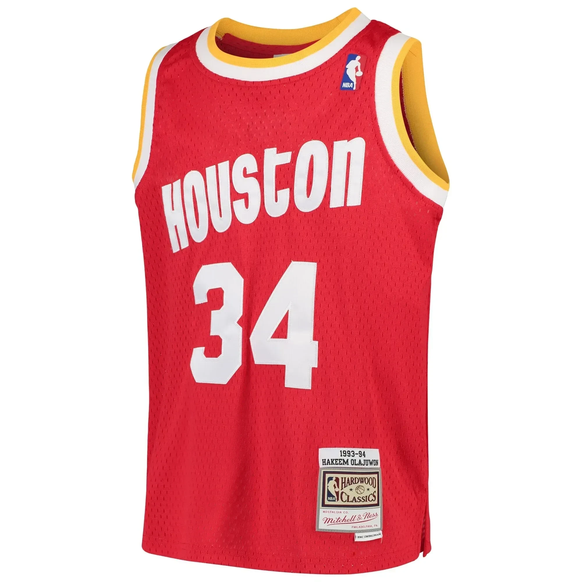 Alternative view of Hakeem Olajuwon Houston Rockets Mitchell & Ness Youth Swingman Throwback Basketball Jersey - Red - JS882 