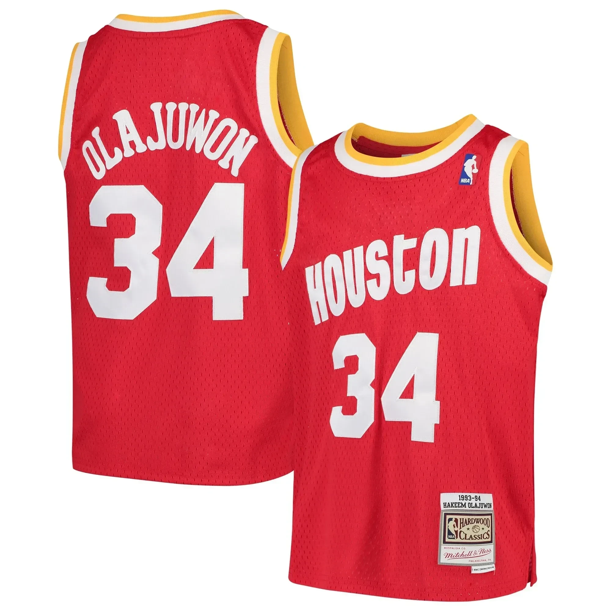 Hakeem Olajuwon Houston Rockets Mitchell & Ness Youth Swingman Throwback Basketball Jersey - Red - JS882 