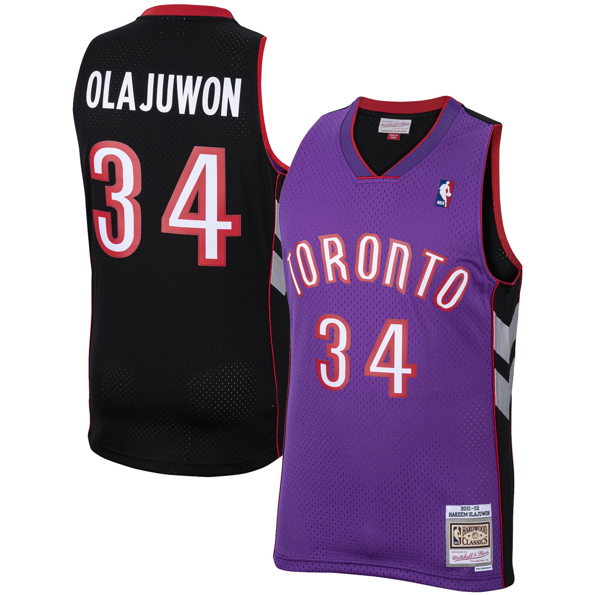 Hakeem Olajuwon Toronto Raptors Mitchell & Ness 2001/02 Hardwood Classics Swingman Basketball Jersey - Purple